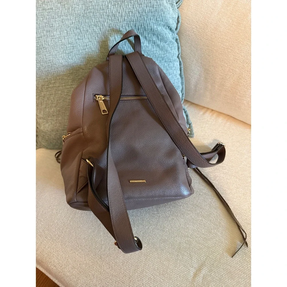 Rebecca Minkoff Julian Backpack Taupe Pebbled Leather Gold Hardware Dust Bag